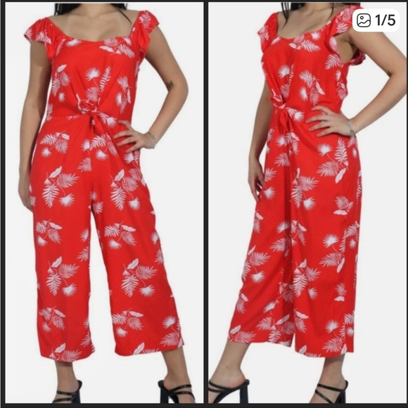 St. John's Bay Pants - St. John's Bay Red Leaf Print Jumpsuit